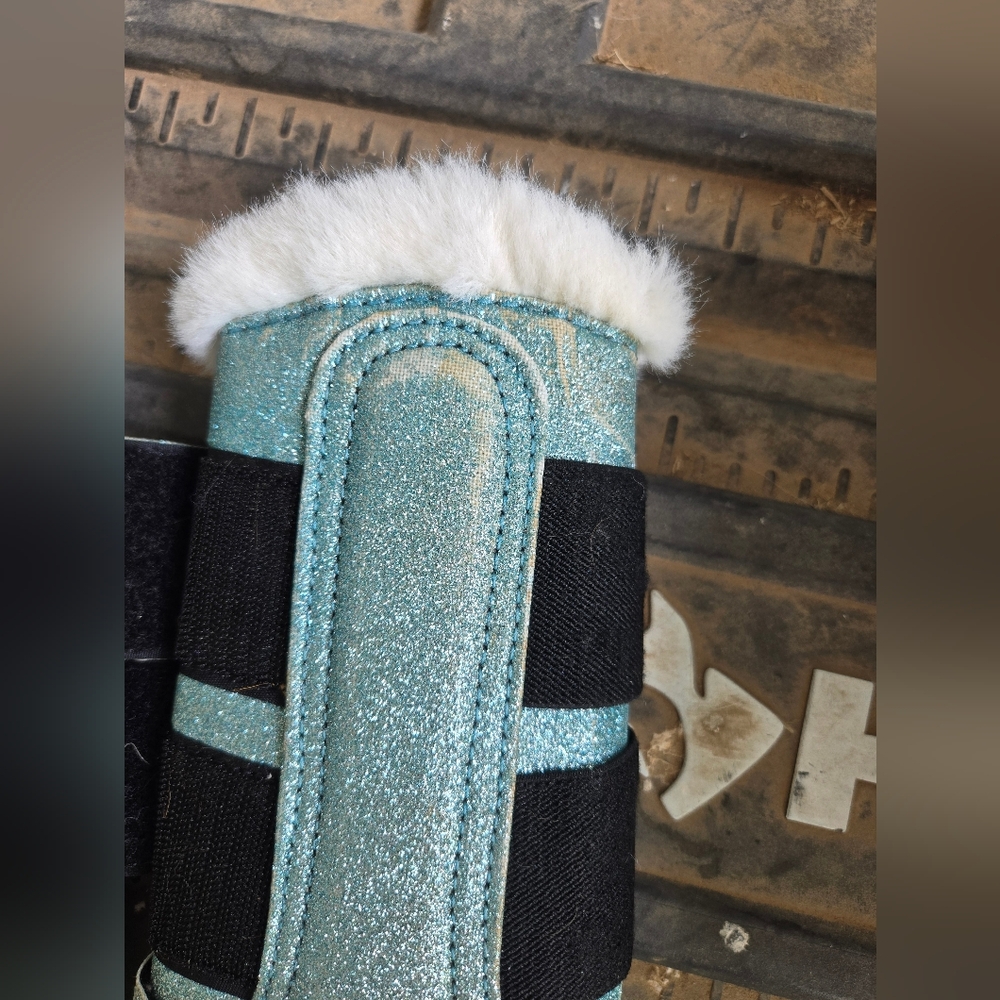 Equestroom Brushing Boots - Blue Glitter! - Picture 8 of 9